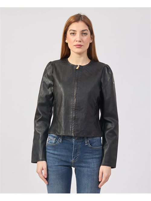 Yes Zee leather effect jacket with pleats on the back YES ZEE | J438-G1000801